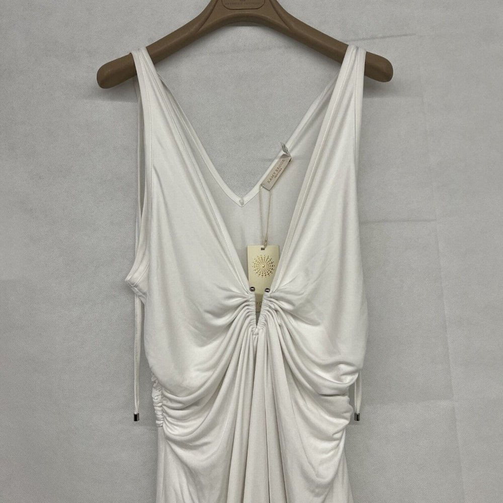 NEW Size L Large Ramy Brook Sleeveless Fleur V-Neck Midi Dress in Ivory White - Picture 4 of 6